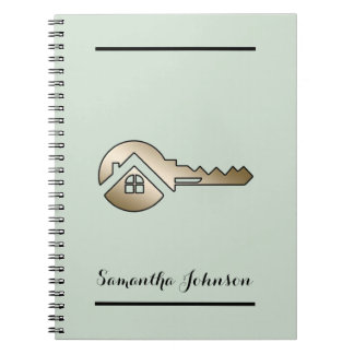 Caderno Espiral Imobiliária Chave Dourada Sage Sussurrante 