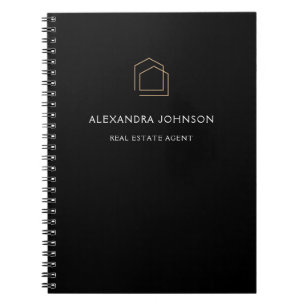 Caderno Espiral Imobiliária Preta Elegante
