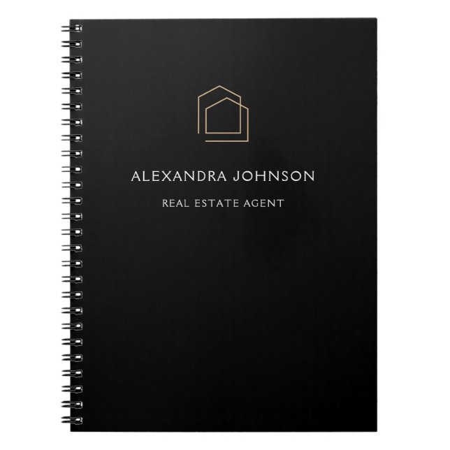 Caderno Espiral Imobiliária Preta Elegante (Frente)