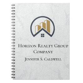 Caderno Espiral Imóveis Brancos Modernos Elegantes