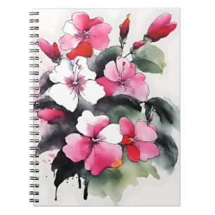 Caderno Espiral Impatiens - Flores aquarela