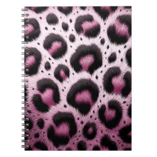 Caderno Espiral Impressão Animal de Pele de Leopardo Rosa e Preto