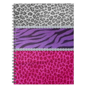 Caderno Espiral Impressão animal do diamante feminino