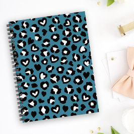 Caderno Espiral Impressão Animal, Leopardo Azul, Manchas de Chita,