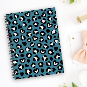 Caderno Espiral Impressão Animal, Leopardo Azul, Manchas de Chita,