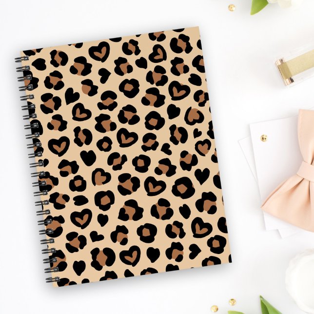 Caderno Espiral Impressão Animal, Leopardo Castanho, Manchas de Ch (Criador carregado)