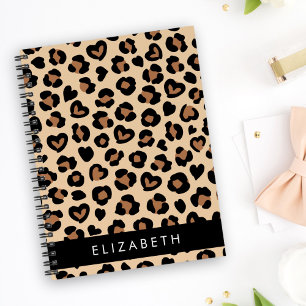 Caderno Espiral Impressão Animal, Leopardo Marrom, Corações, Seu N