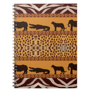 Caderno Espiral Impressão Animal Padrão Africano de Chita Moderna