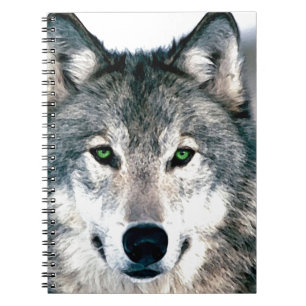 Caderno Espiral Impressão animal selvagem de lobo