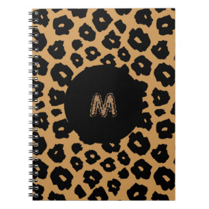 Caderno Espiral IMPRESSÃO ANIMAL selvagem do leopardo + monograma