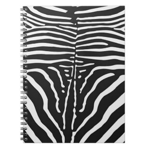 Caderno Espiral Impressão Autêntica de Pele de Zebra - listra pret