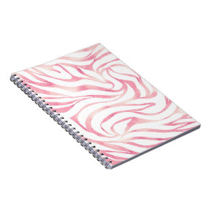 Caderno Espiral Impressão Branca de Zebra-Rosa Dourada brilhante E