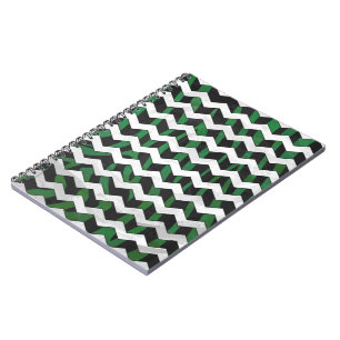 Caderno Espiral Impressão Chevron Zebra Black e Green