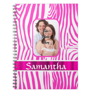 Caderno Espiral Impressão cor-de-rosa da zebra