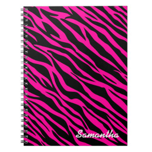 Caderno Espiral Impressão cor-de-rosa da zebra - Diário feito sob