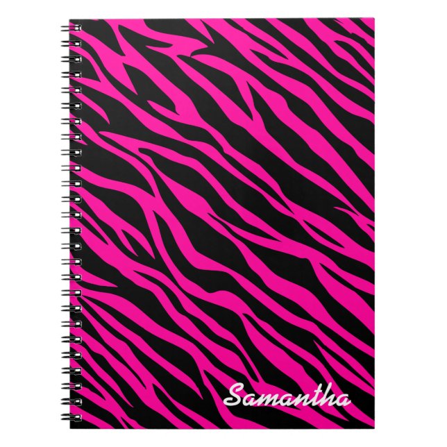 Caderno Espiral Impressão cor-de-rosa da zebra - Diário feito sob (Frente)