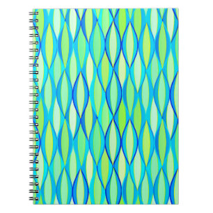 Caderno Espiral Impressão da fita do meio século - turquesa e