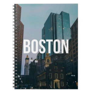Caderno Espiral Impressão da Paisagem Urbana de Boston Antiga - Ar