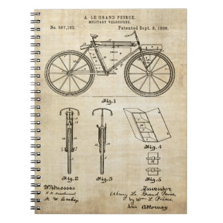 Caderno Espiral Impressão da patente da bicicleta 1896