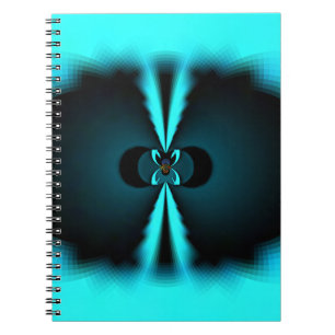 Caderno Espiral Impressão de Abstrato de ciano e preto