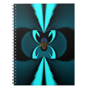 Caderno Espiral Impressão de Abstrato de ciano e preto