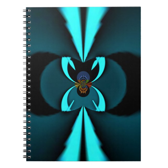 Caderno Espiral Impressão de Abstrato de ciano e preto (Frente)