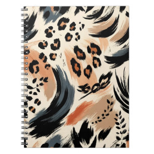 Caderno Espiral Impressão de Animal Exótico Pintado Abstrato Leopa