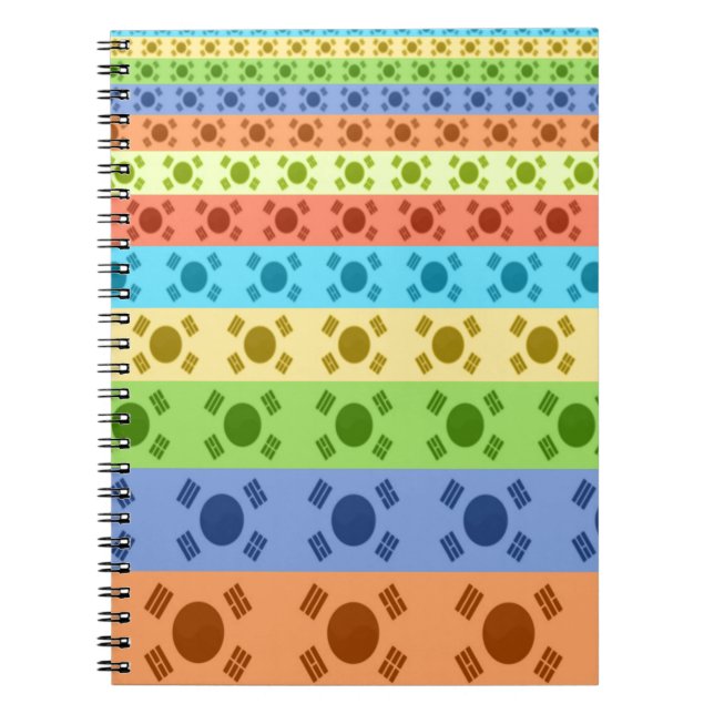 Caderno Espiral Impressão de Arte da Bandeira Coreana Multicolorid (Frente)