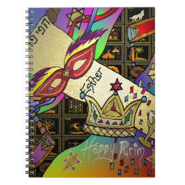 Caderno Espiral Impressão de Arte da Celebração Judaica Purim Esth