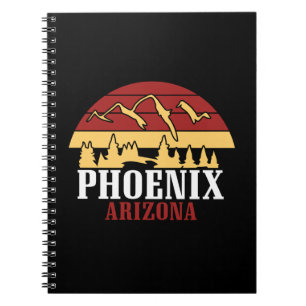 Caderno Espiral Impressão de Arte da Silhueta de Phoenix Arizona P