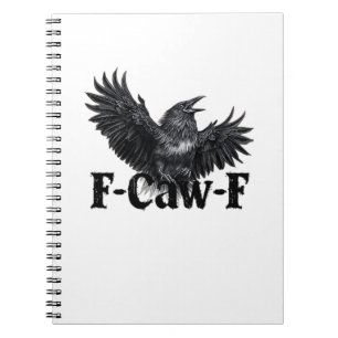 Caderno Espiral Impressão de Arte de Corvo Bravo F-Caw-F Arte Góti