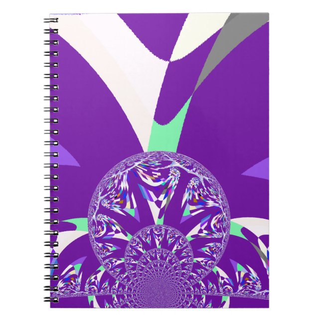Caderno Espiral Impressão de Arte do Caleidoscópio Ciano Azul Retr (Frente)