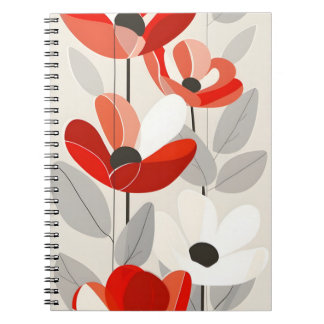 Caderno Espiral Impressão de Arte Floral Moderna