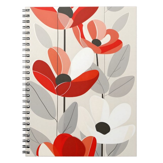 Caderno Espiral Impressão de Arte Floral Moderna (Frente)
