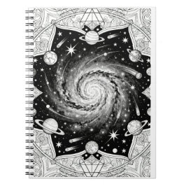 Caderno Espiral Impressão de Arte Mandala da Galáxia Celestial | P