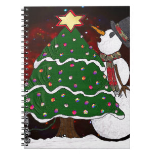 Caderno Espiral Impressão de Arte Surpresa de Árvore de Natal
