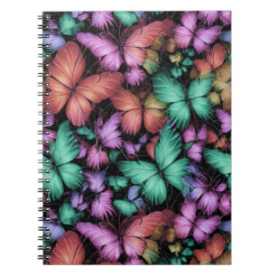 Caderno Espiral Impressão de Borboletas Coloridas