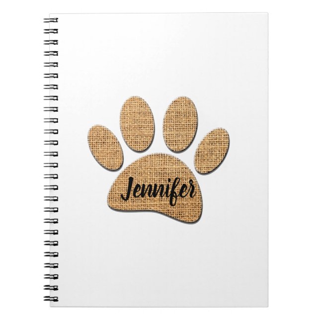 Caderno Espiral Impressão de Burlap Pata de Cães (Frente)