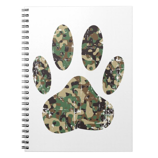 Caderno Espiral Impressão de Cachorro de Camo Distante (Frente)