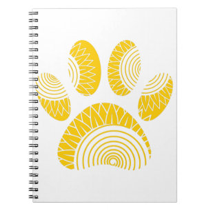 Caderno Espiral Impressão de Cães de Girassol Amarelo