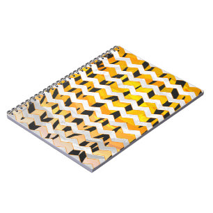 Caderno Espiral Impressão de Chevron Tiger Black e Orange