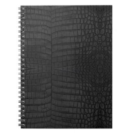 Caderno Espiral Impressão de couro crocodilo preto
