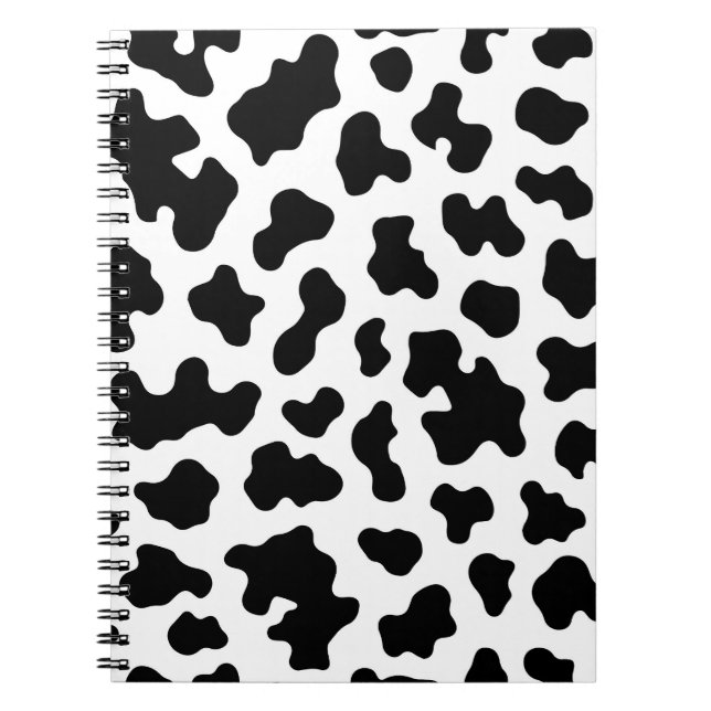 Caderno Espiral Impressão de Couro de Vaca Preto e Branco (Frente)