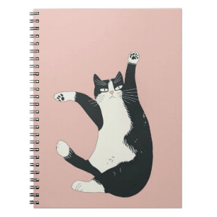 Caderno Espiral Impressão de dança de Gato Cranky   Engraçado e Qu