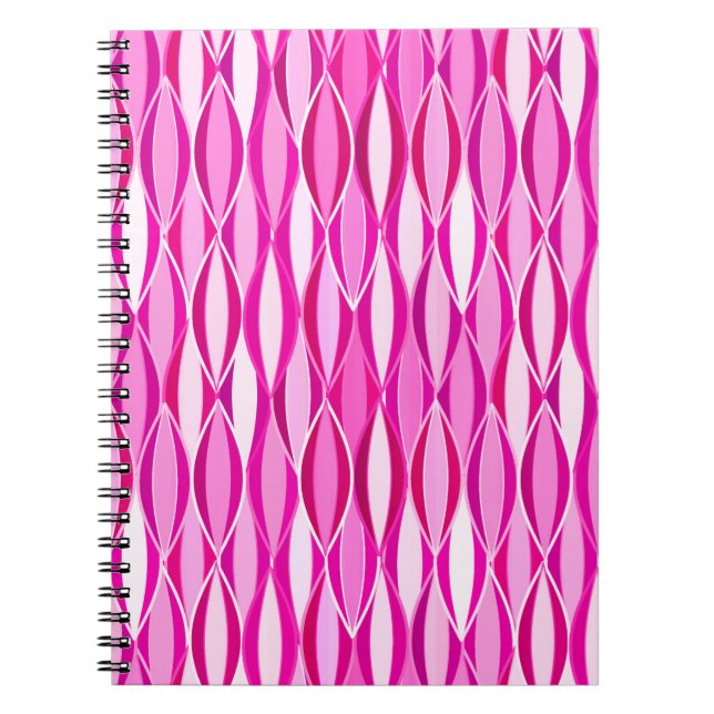 Caderno Espiral Impressão de fita do século médio - tons magenta c (Frente)