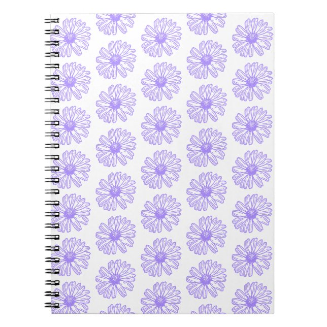 Caderno Espiral Impressão de Flor de Daisy Purple Pastel, Hippie F (Frente)