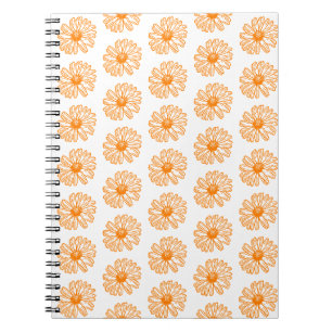 Caderno Espiral Impressão de Flor Laranja Daisy, Padrão Floral V