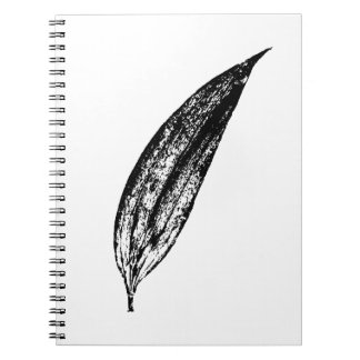 Caderno Espiral Impressão de Folha de Lírio Branco e Preto