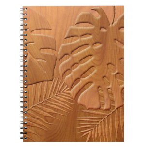 Caderno Espiral Impressão de Folhagem de Madeira