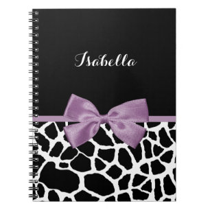 Caderno Espiral Impressão De Girafa Com Arco Lavanda Roxo Com Nom